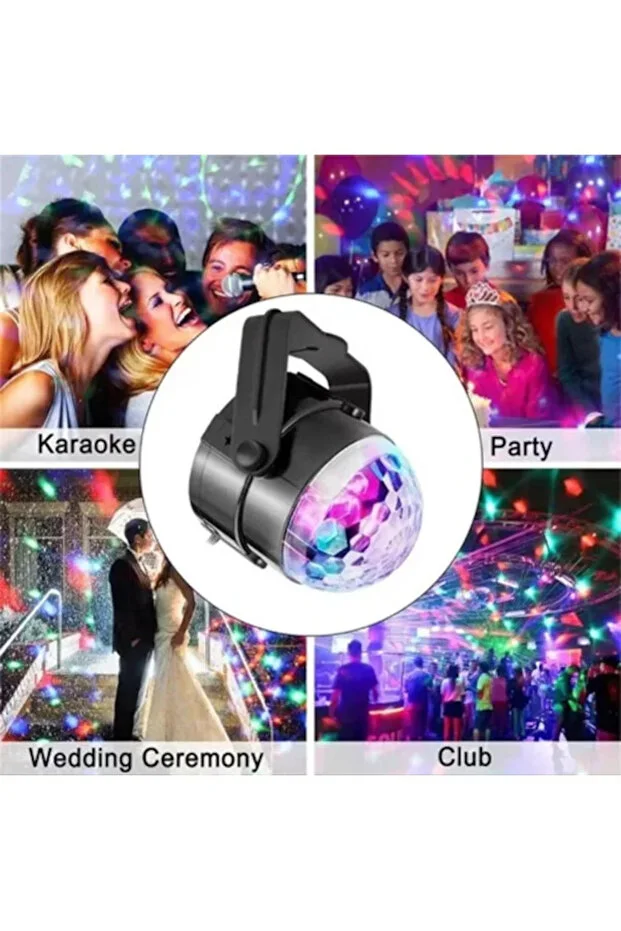 Sesle Aktifleşen Renkli Disko Işığı – USB Bağlantılı, 6 Farklı Işık Modlu Party Lambası